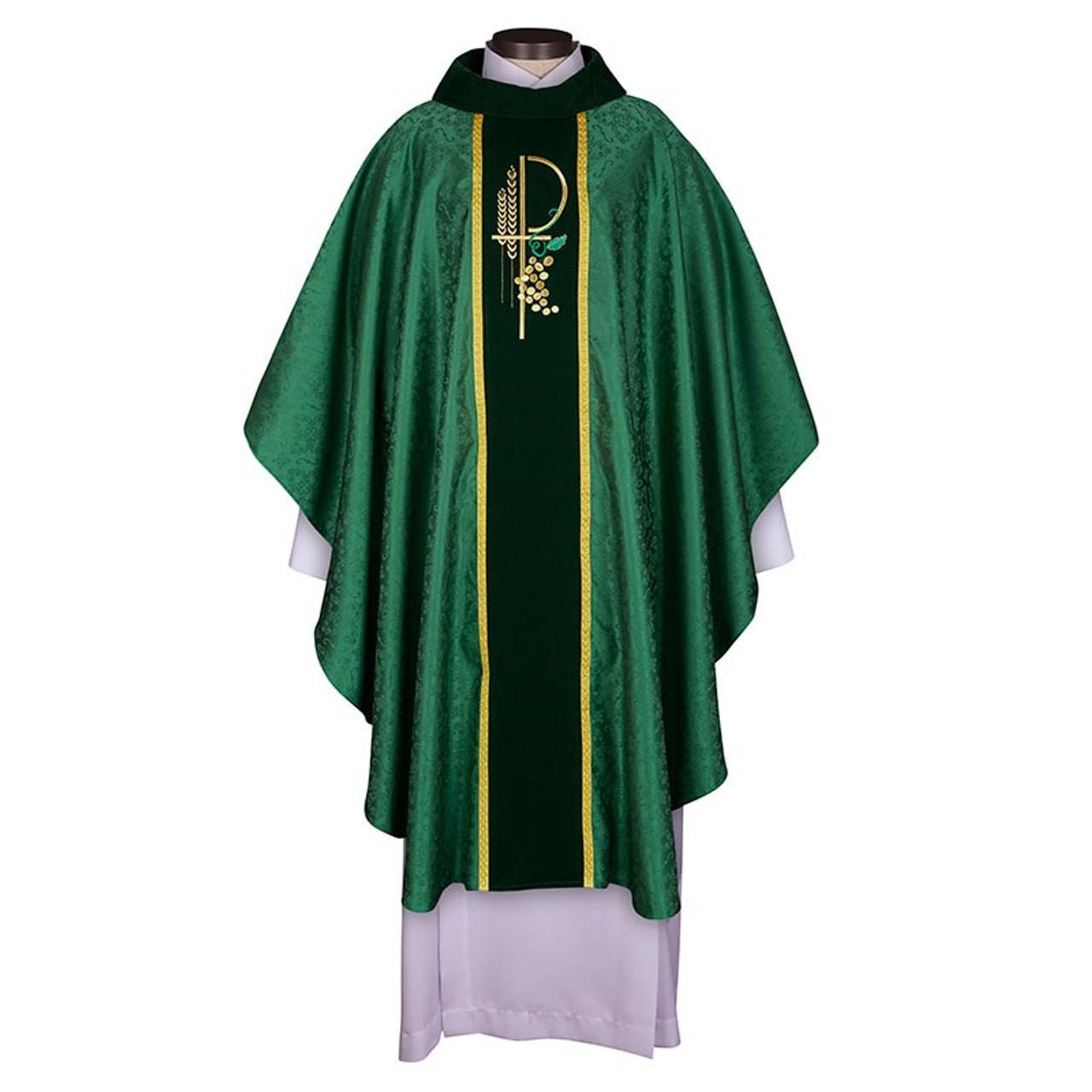 YC778 Eucharistic Jacquard Chasuble Green