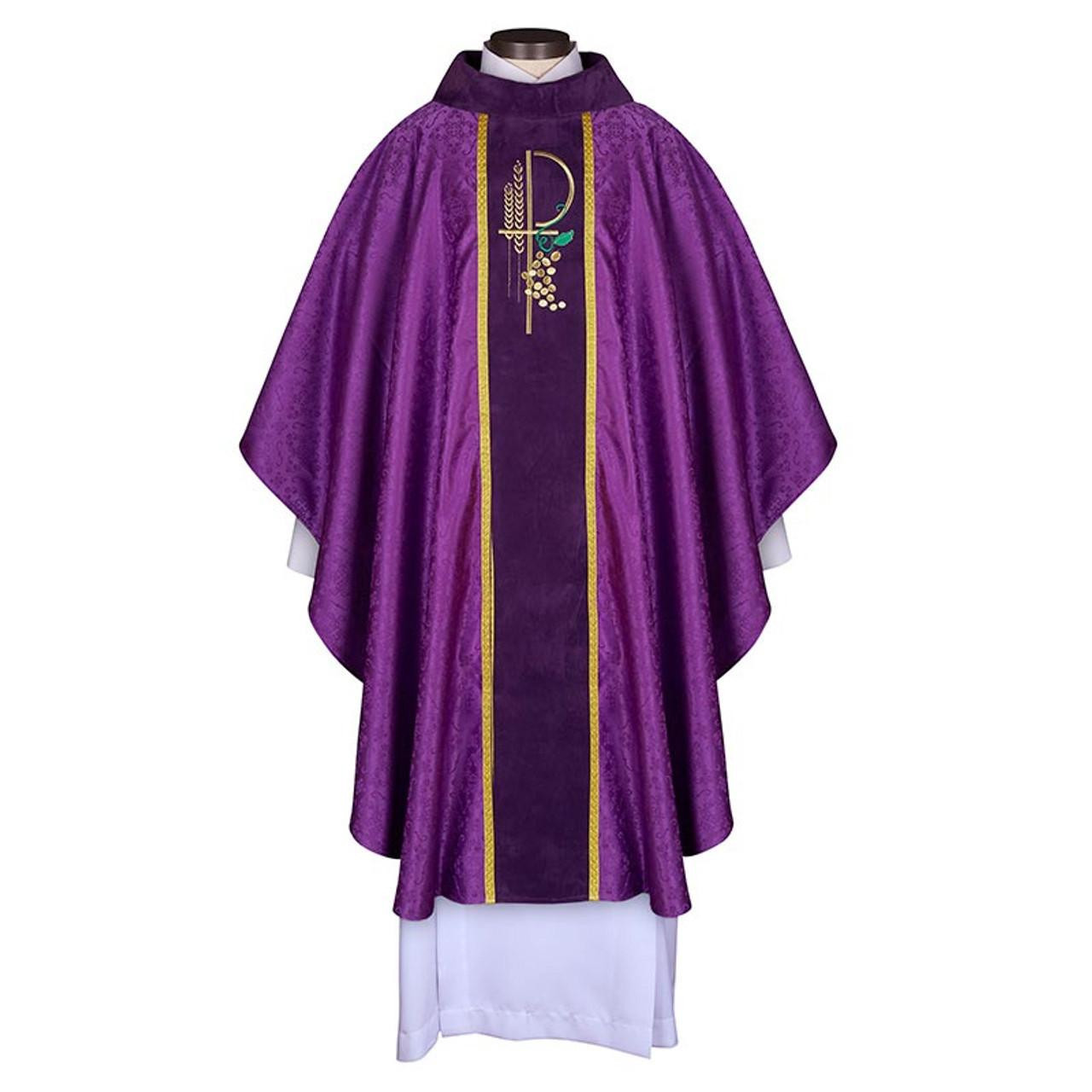 YC778 Eucharistic Jacquard Chasuble Purple