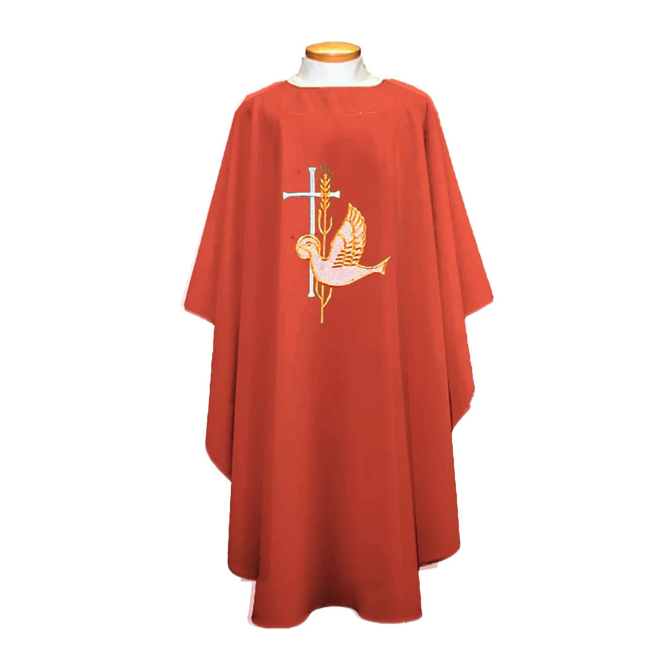 851 Chasuble with Dove, Cross & Wheat Rose
