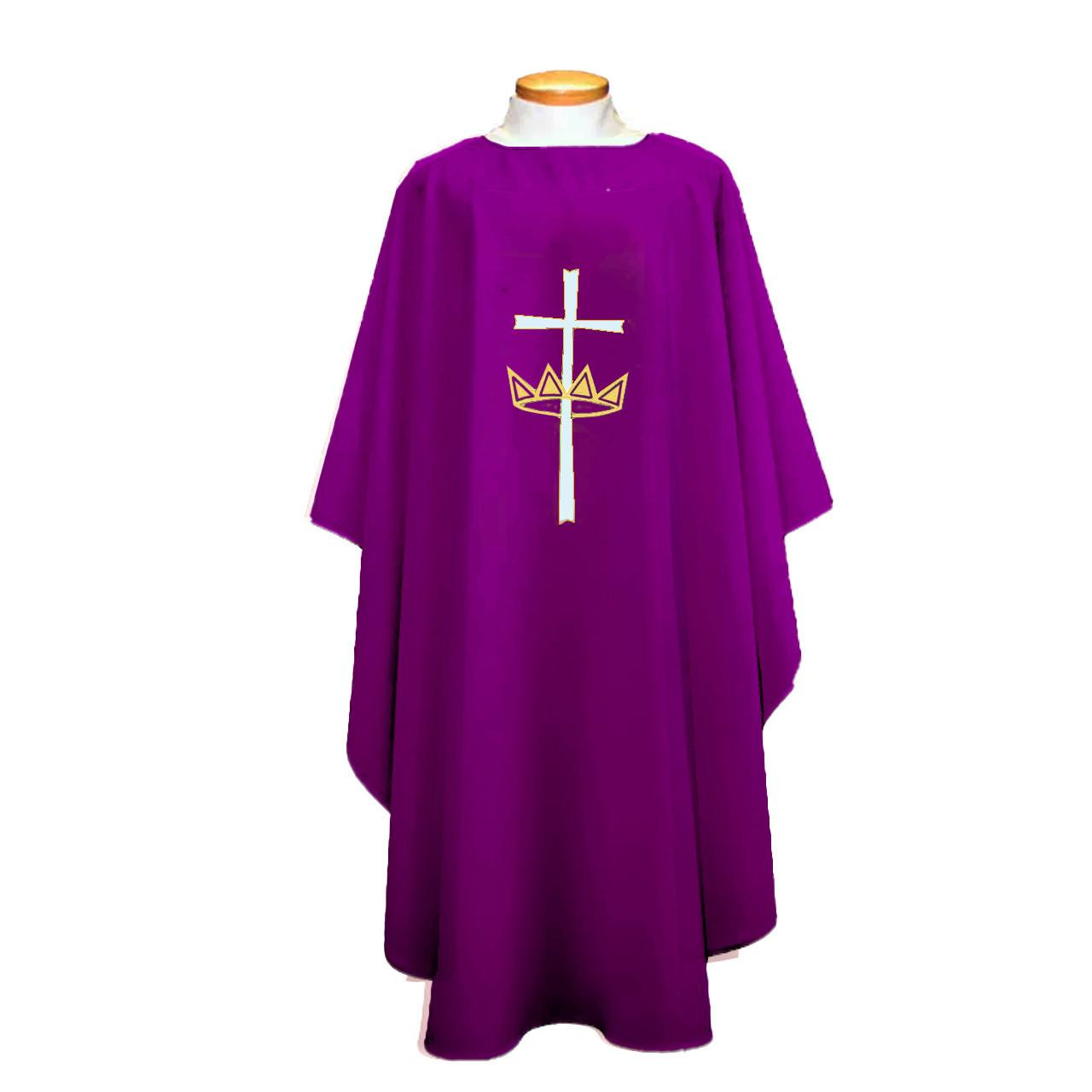 842 Chasuble with Cross & Crown Embroidery Purple