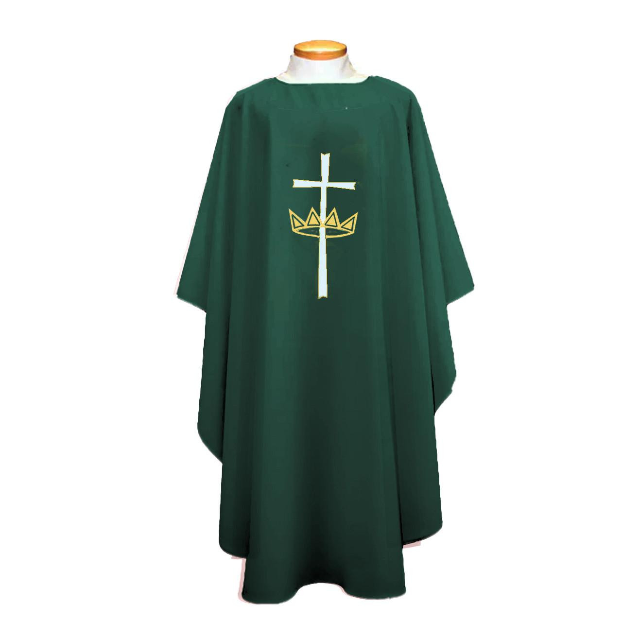 842 Chasuble with Cross & Crown Embroidery Hunter