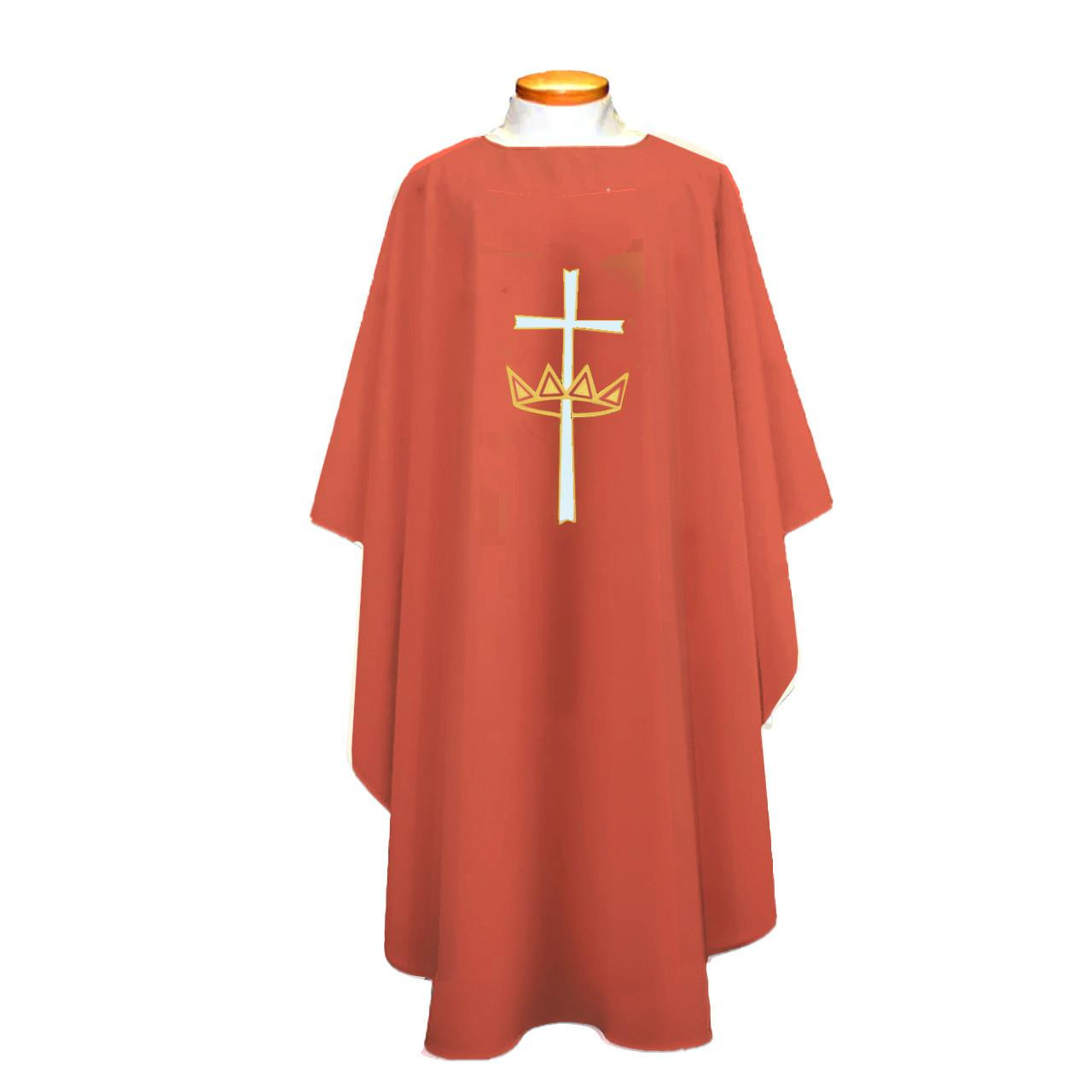 842 Chasuble with Cross & Crown Embroidery Rose