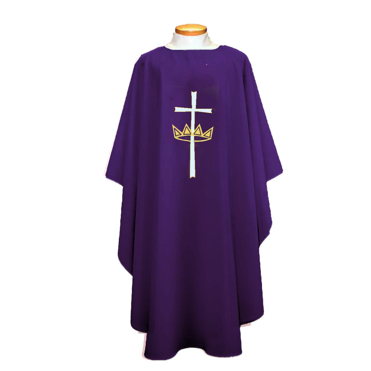 842 Chasuble with Cross & Crown Embroidery Violet