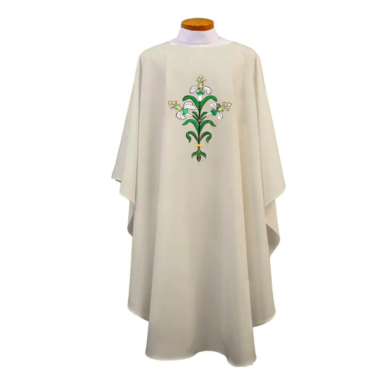 860 Chasuble with Easter Lily Design Off-White