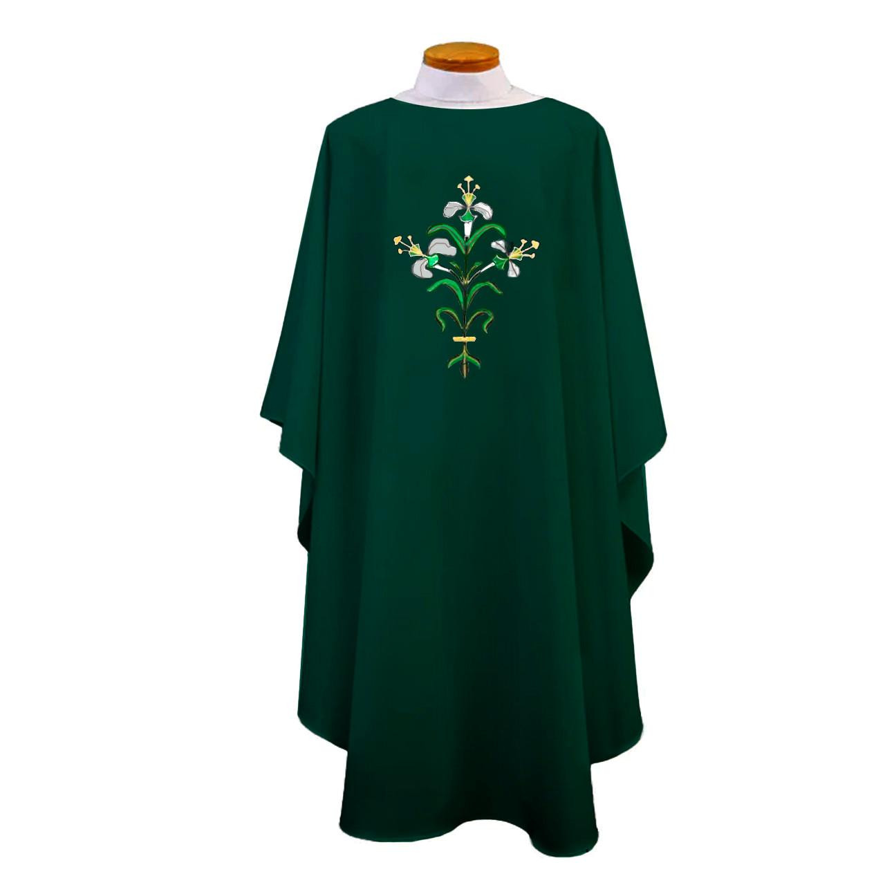 860 Chasuble with Easter Lily Design Hunter