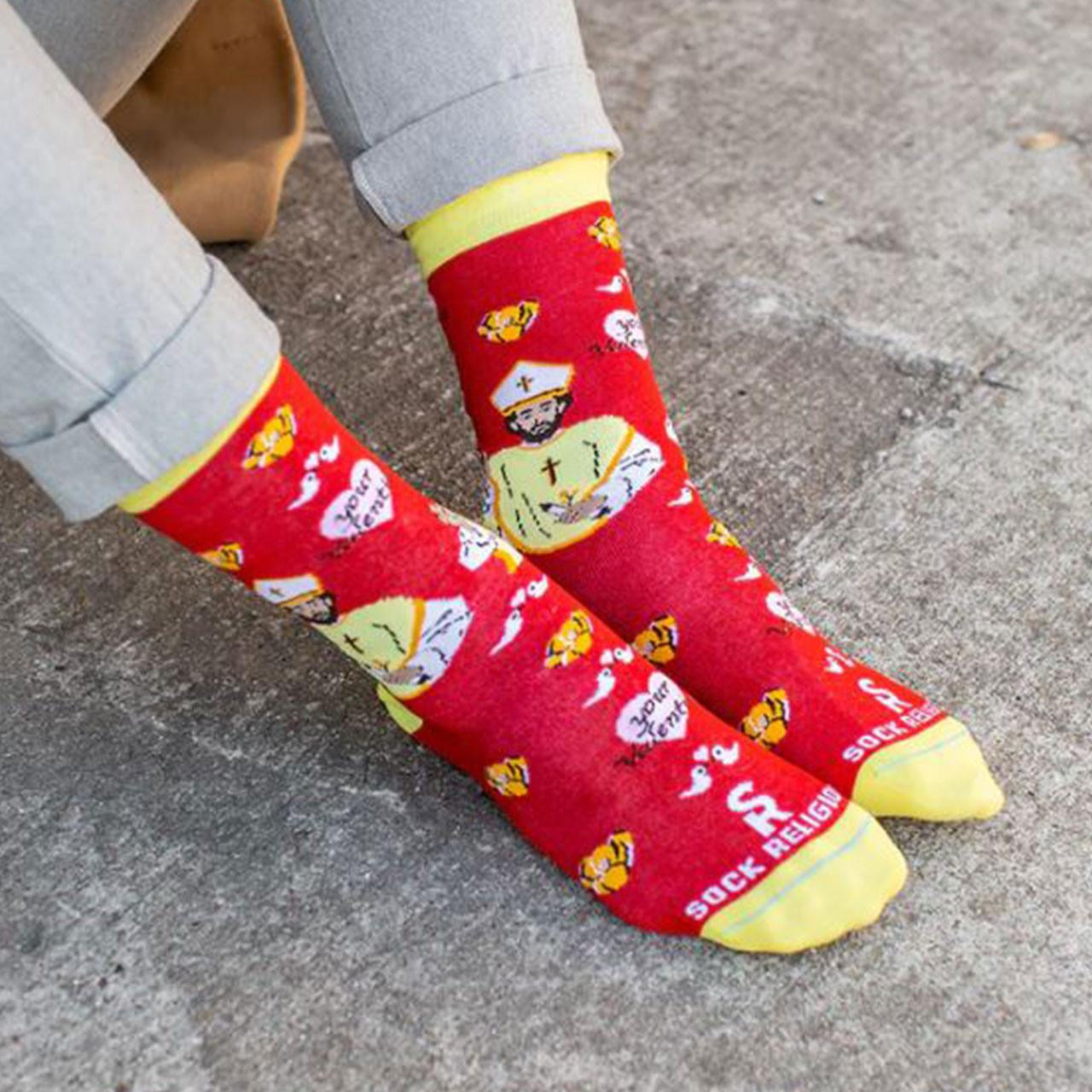St. Valentine Socks on a model