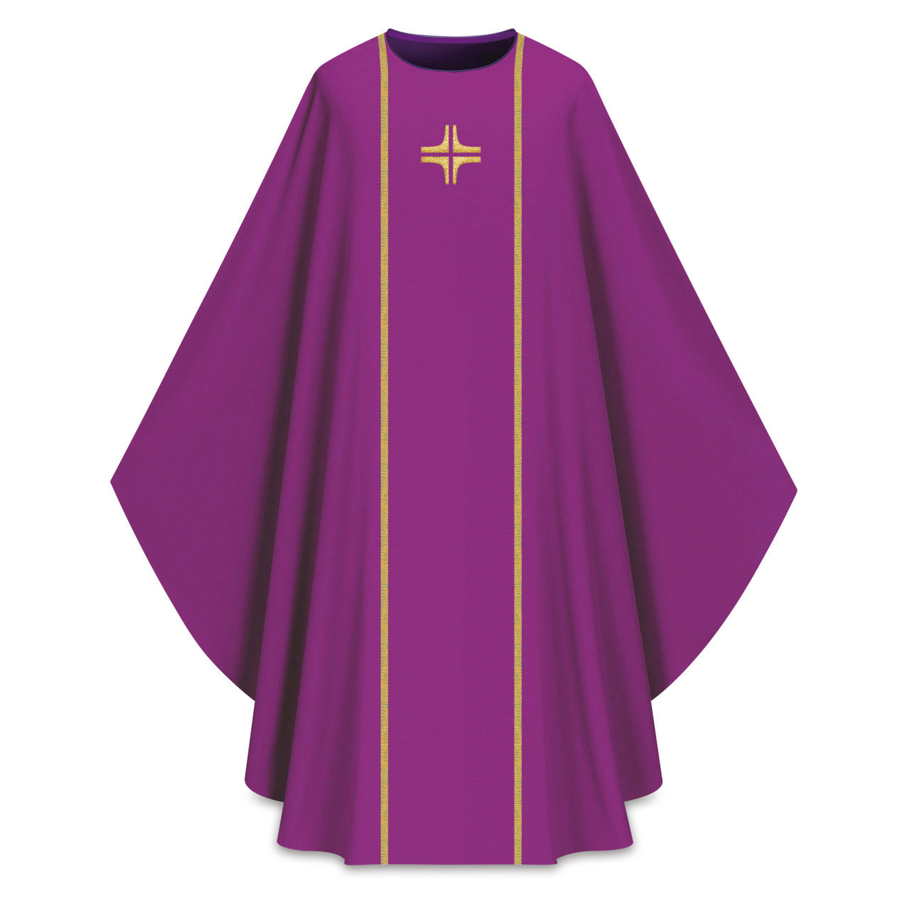 Assisi Chasuble in Elias with Cross and Banding Purple