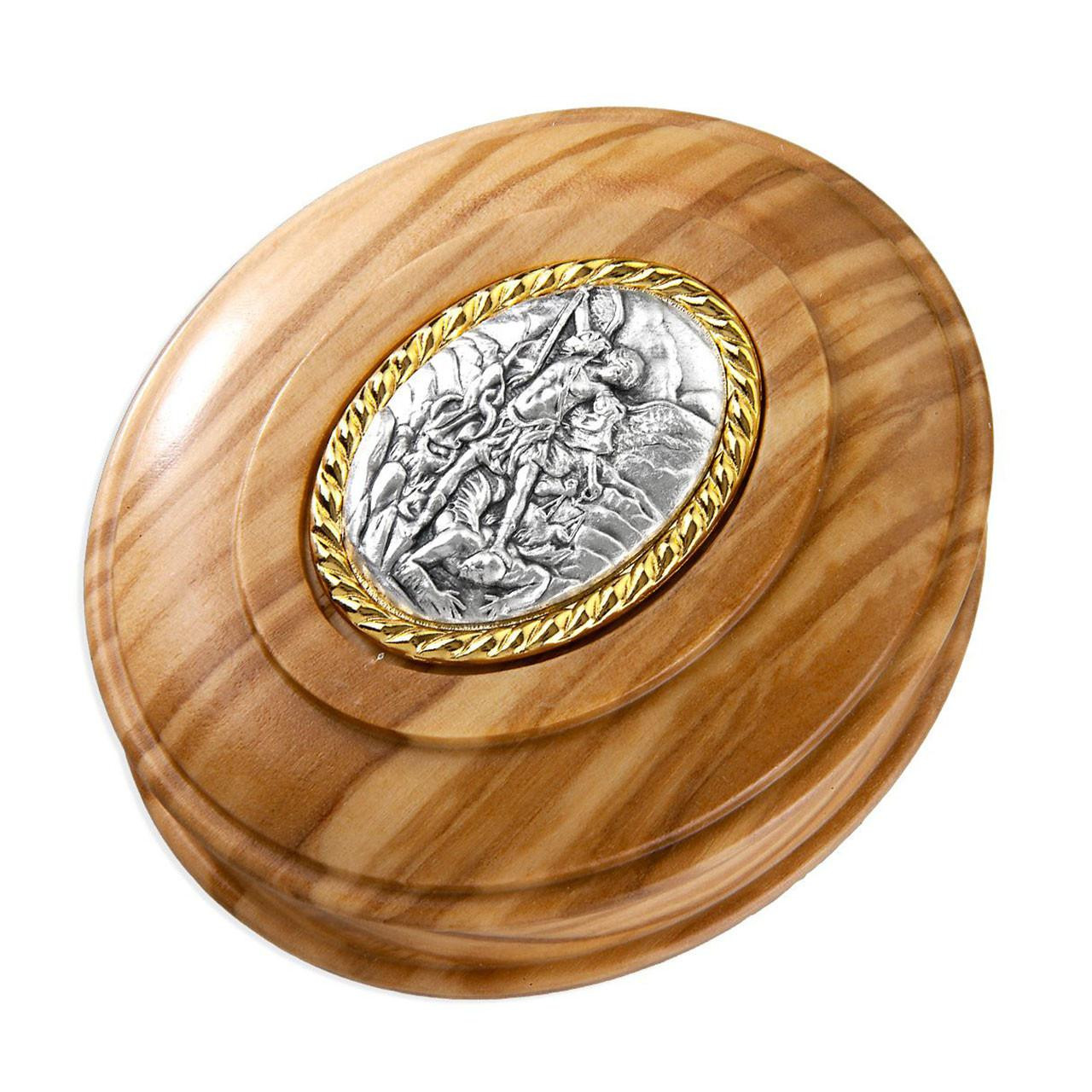 Olive Wood St. Michael Keepsake Box