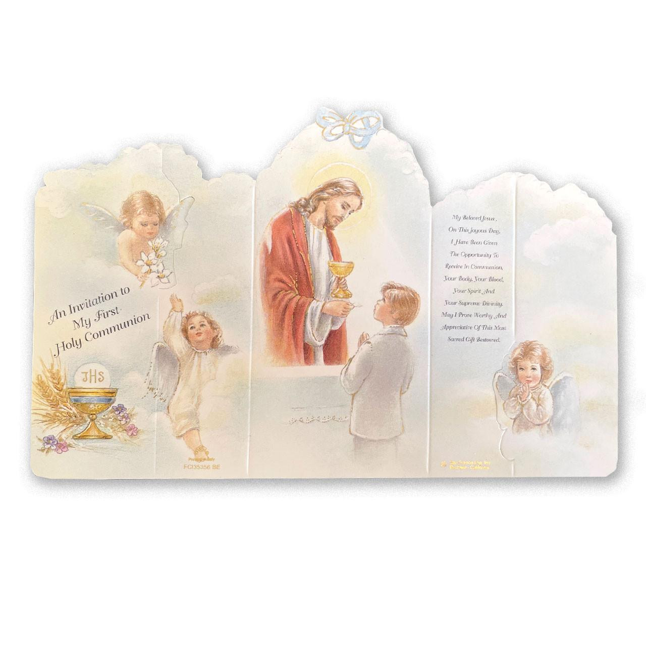 Tri-fold Boy's First Communion Invitations