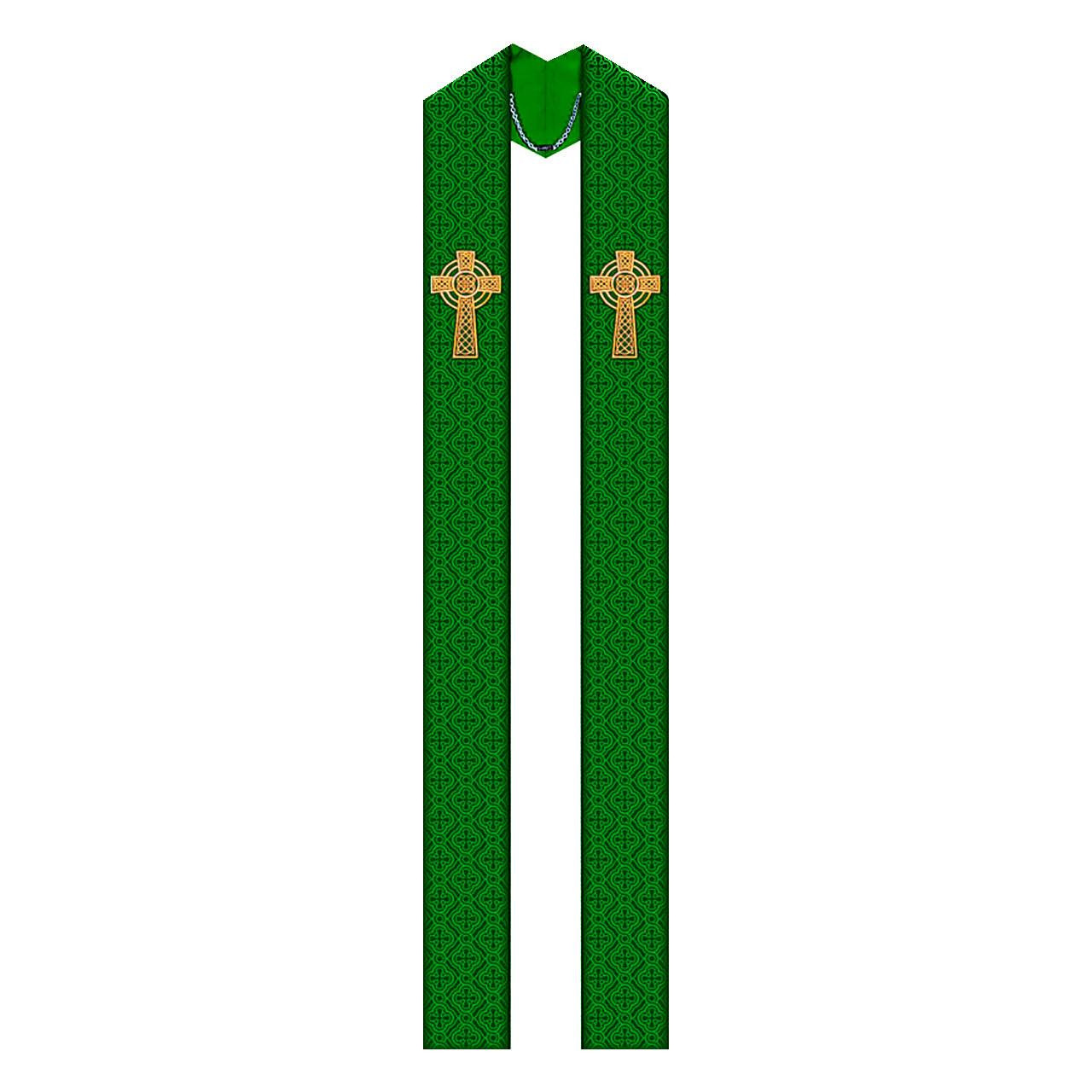 3858 Celtic Overlay Stole Green