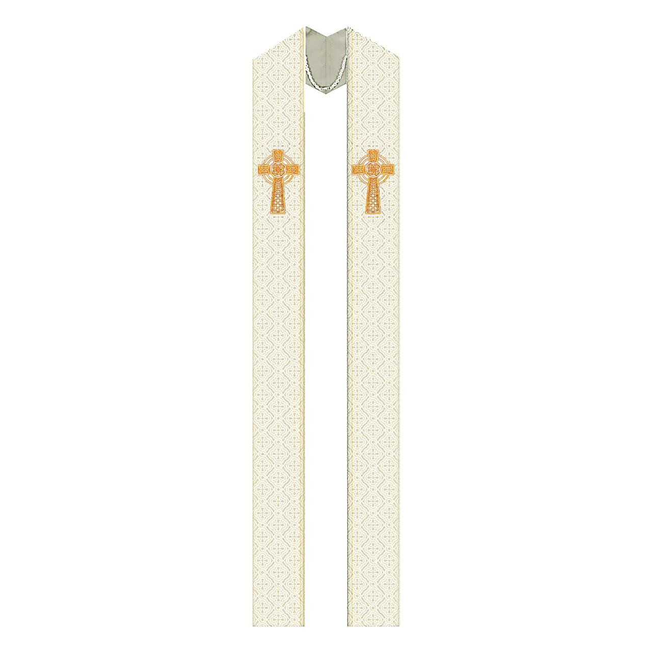 3858 Celtic Overlay Stole White