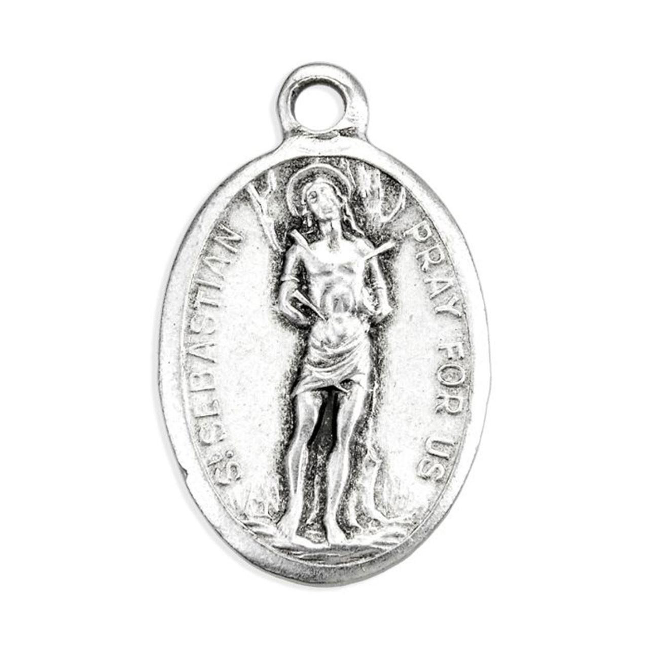 Detail of the Silver Ox Devotional St. Sebastian Medal