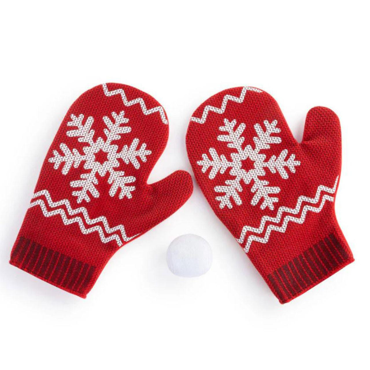 Includes two mittens and one snowball