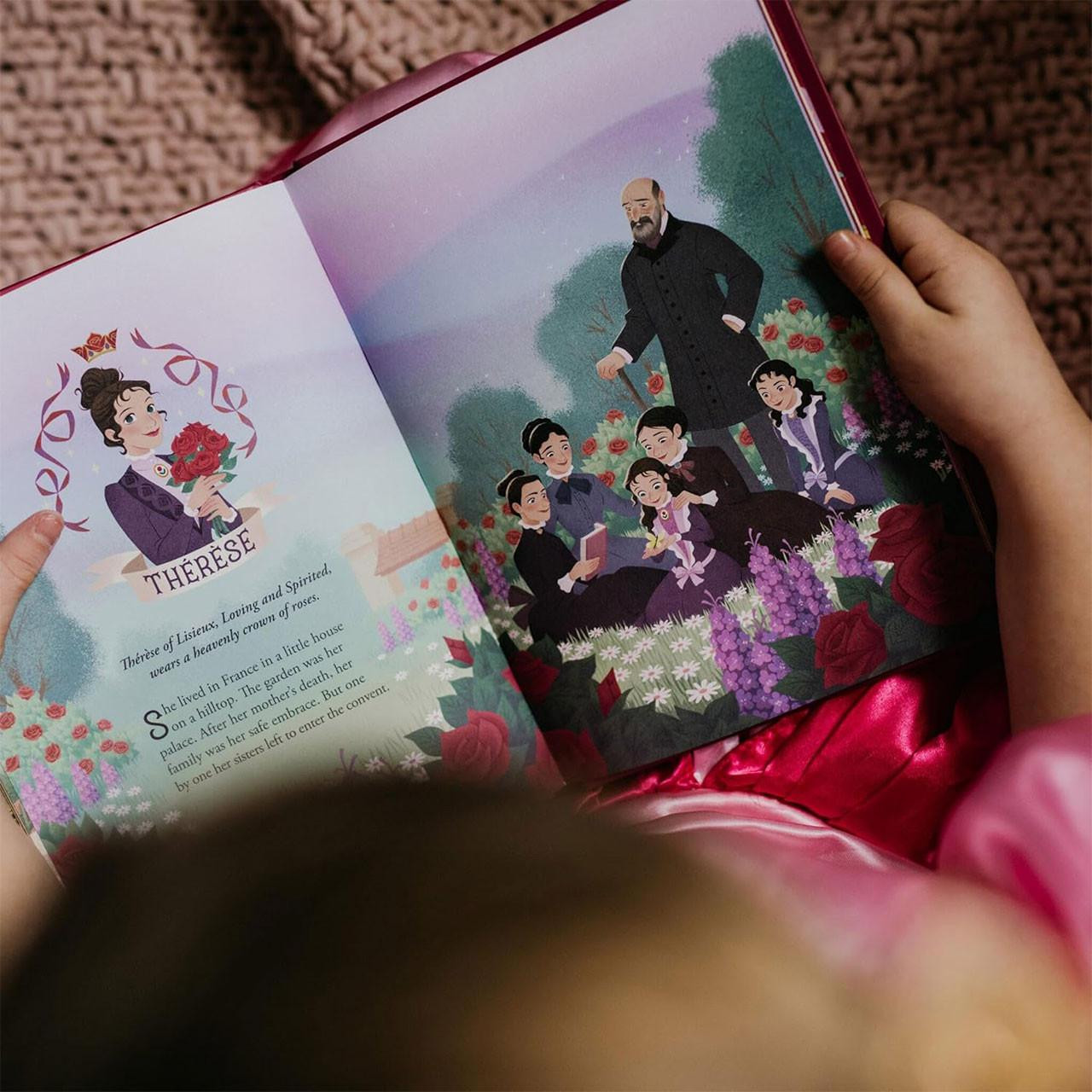 Another photo of a girl reading the Princesses of Heaven