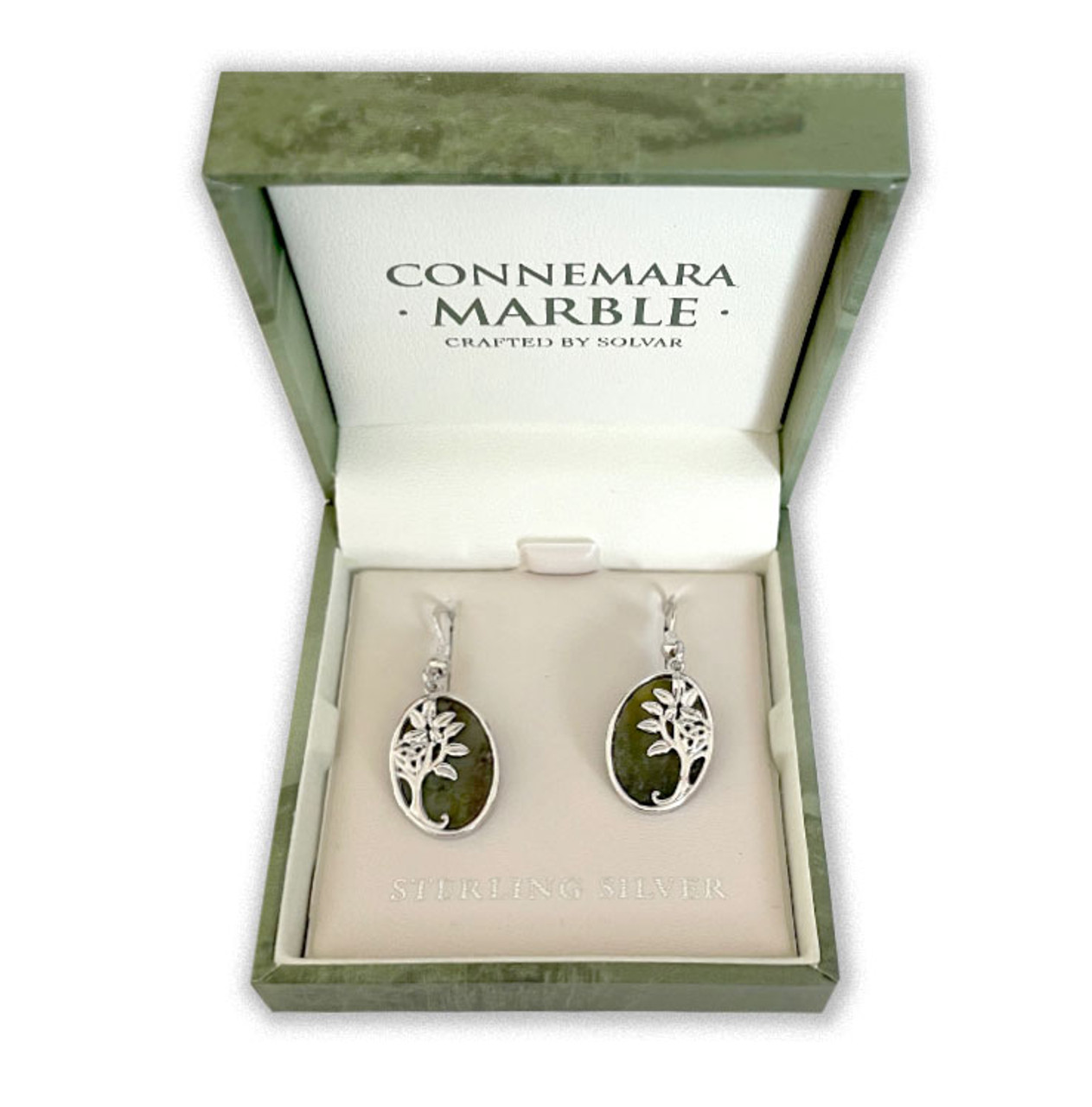 Sterling Connemara Tree of Life Earrings inside gift box