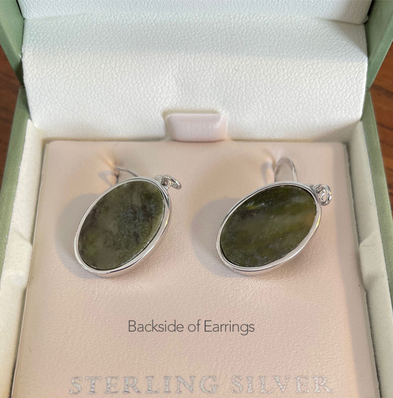 Backside of the Sterling Connemara Marble Tree of Life Earrings