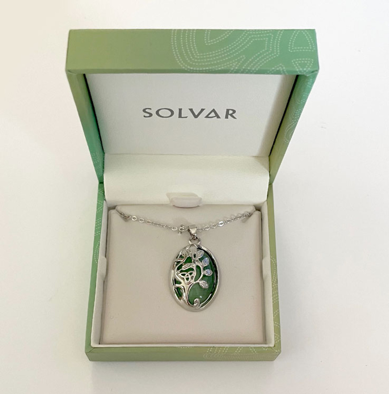 Cat's Eye Tree of Life Pendant shown in the box