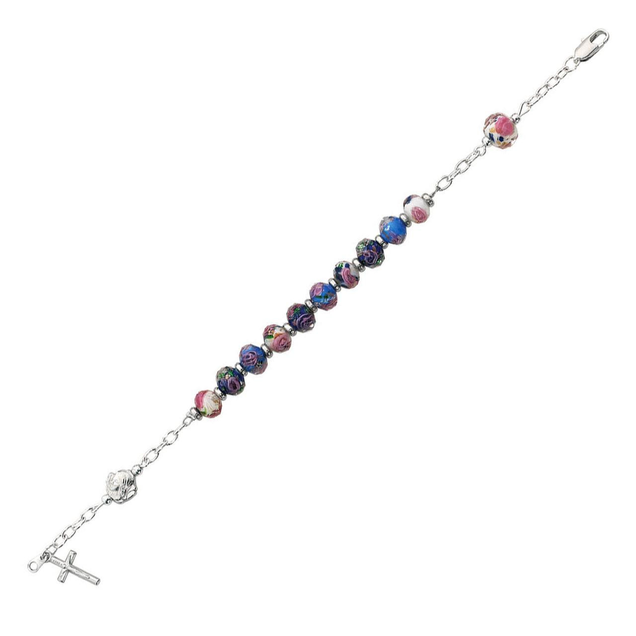 Full view of the Crystal Flower Mosaic Rosary Bracelet