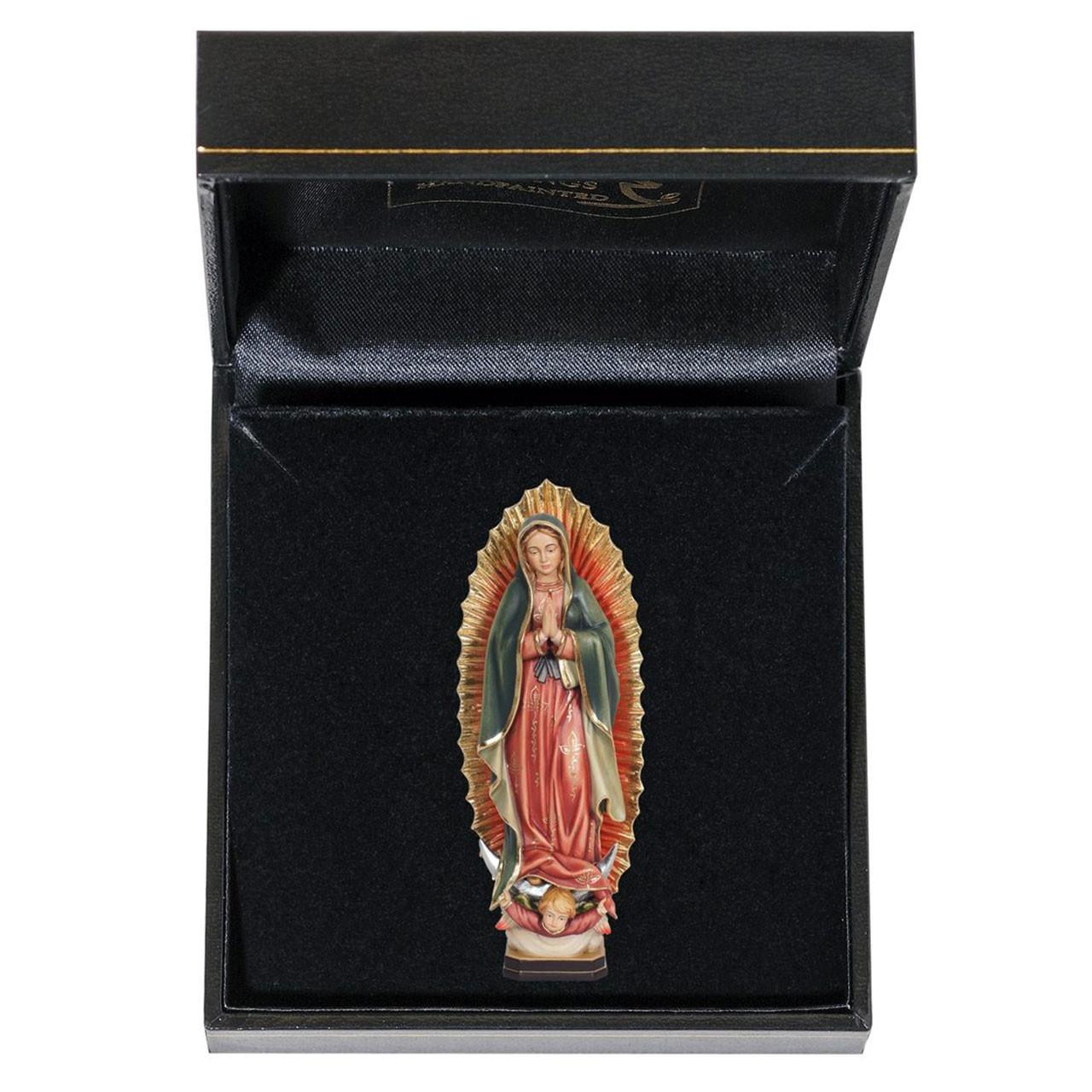 3" Wood Our Lady of Guadalupe Statue and Black Case