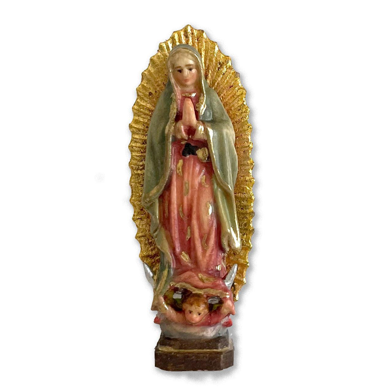 Detail photo of the 3" Wood Our Lady of Guadalupe Statue