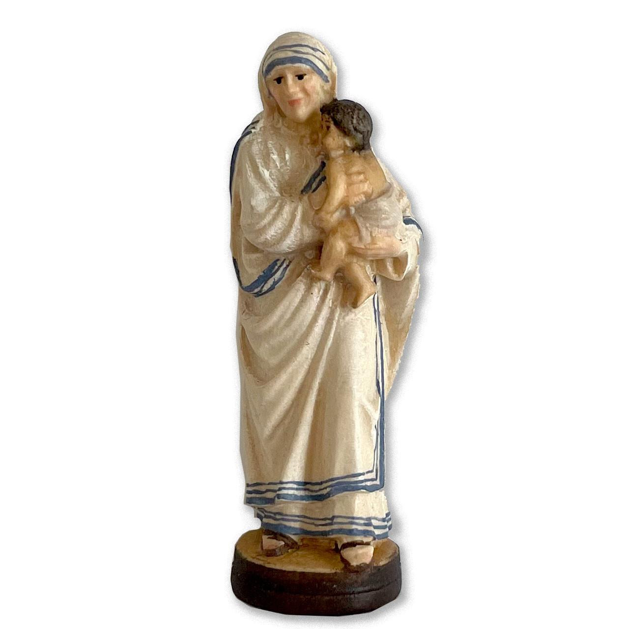 Detail of the 3" Wood Saint Teresa of Calcutta Statue