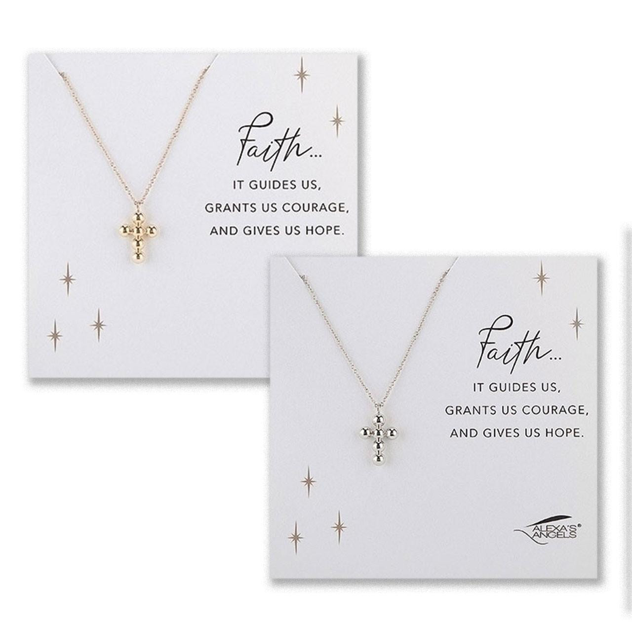 Faith Beaded Cross Necklace in both a gold tone finish or a silver tone finish - each sold separately