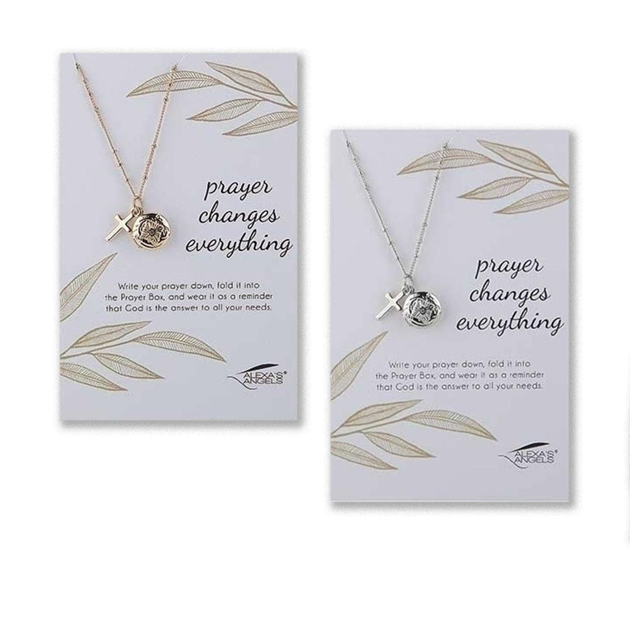 Cross and Locket Necklace in gold or silver finish - each sold separately