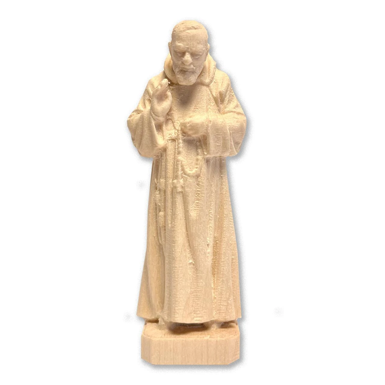 Detail photo of the 3 IN Natural Wood Saint Padre Pio Statue