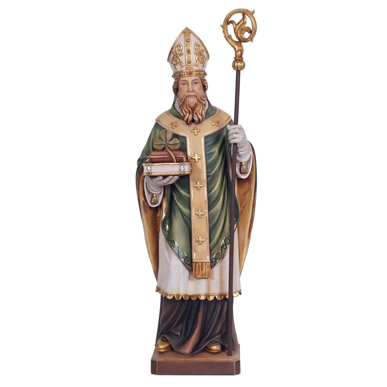 9IN Wood Saint Patrick Statue carved by Italian artisans