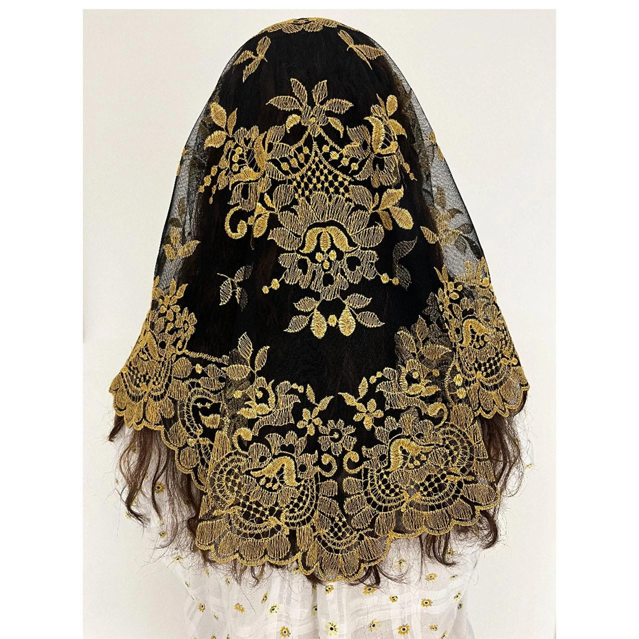 Black and Gold Chapel Veil