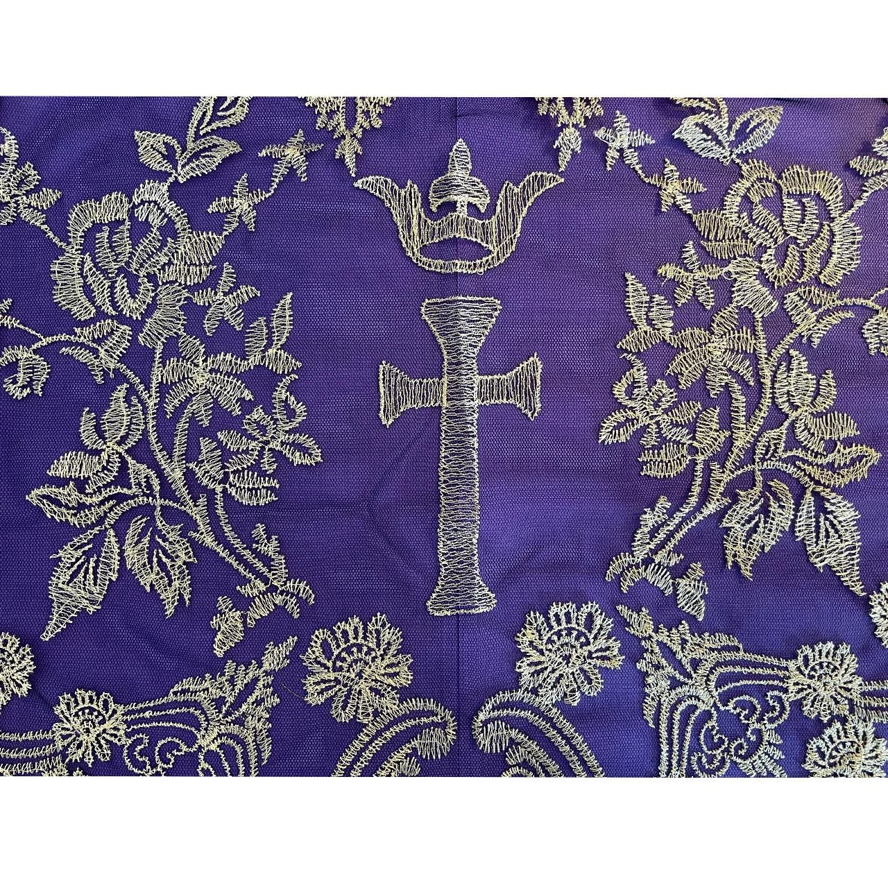 Black & Gold Chapel Veil - purple background is to show veil pattern only