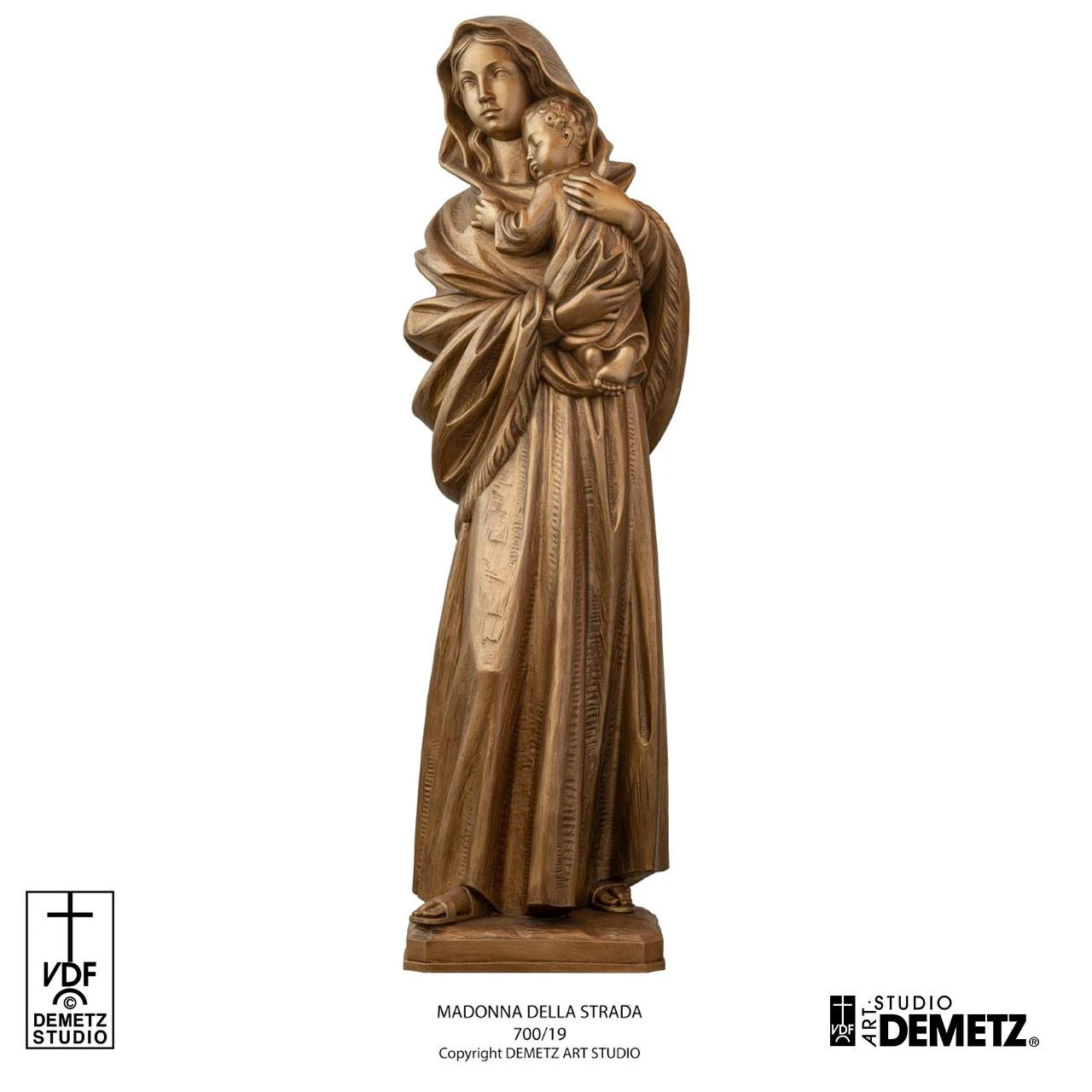 700/19 Demetz 48" Fiberglass Madonna Della Strada with a bronze color finish, but other finishes are available