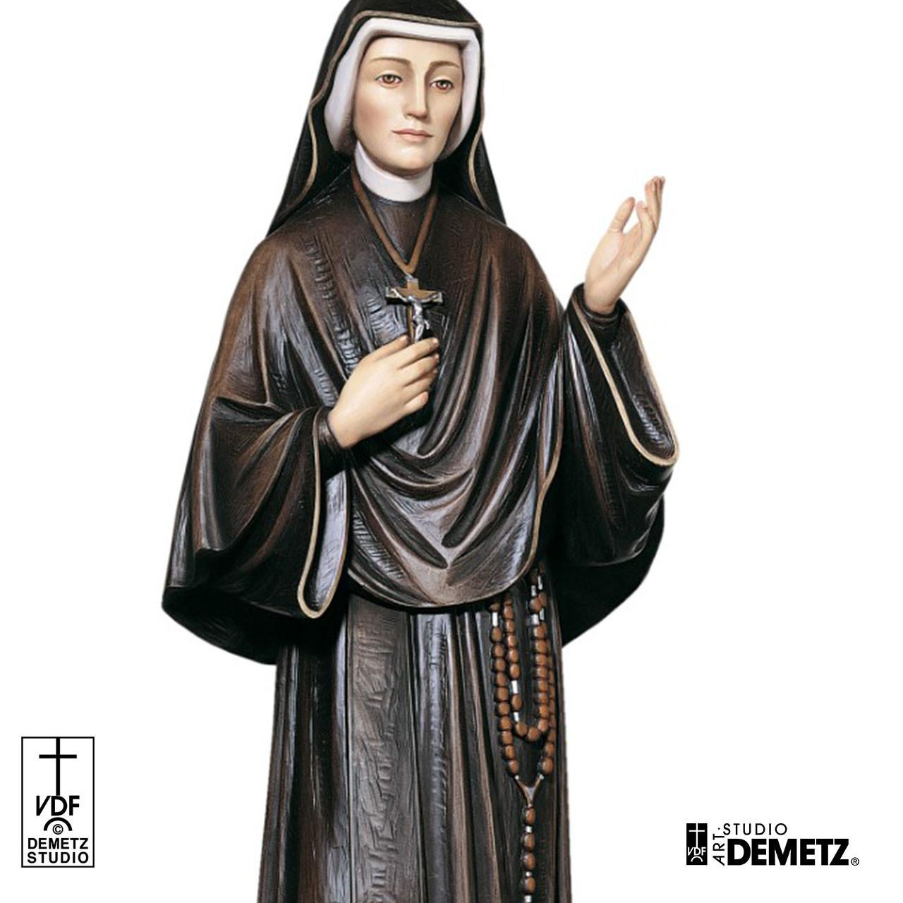 Detail of the 920 Demetz St. Faustina Kowalska Statue in Linden wood with a color finish