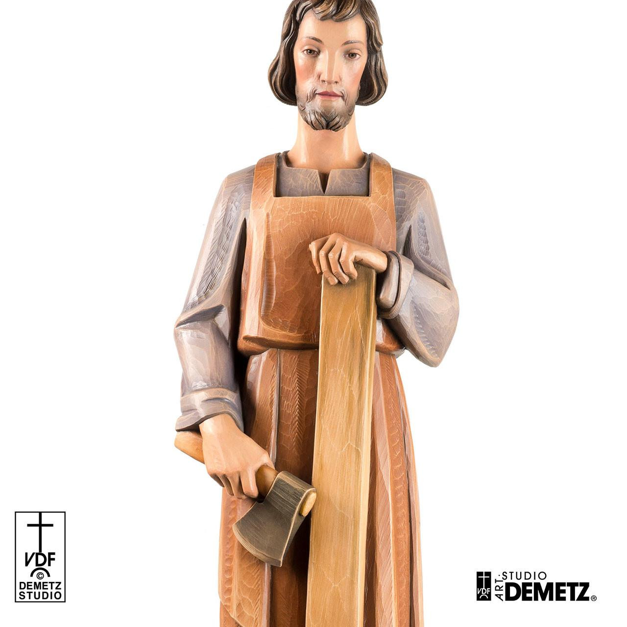 Detail photo of the 340/41 Demetz 60" fiberglass St. Joseph the Worker Statue