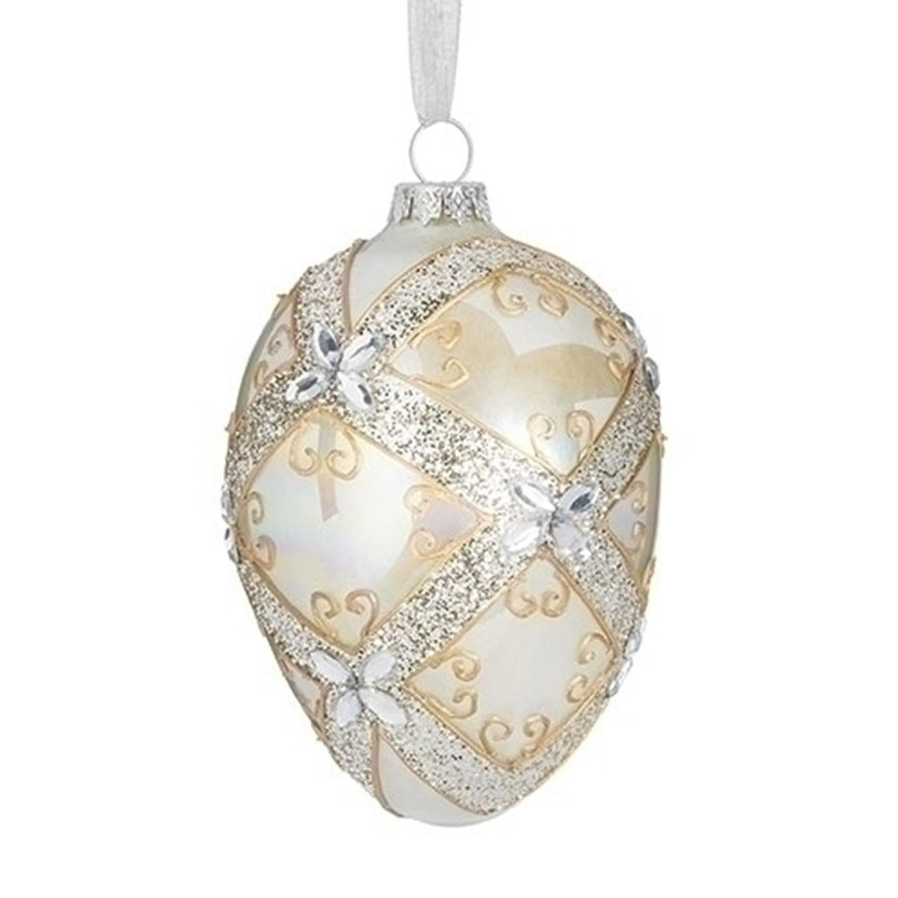 Silver & Gold Christmas Egg Ornament