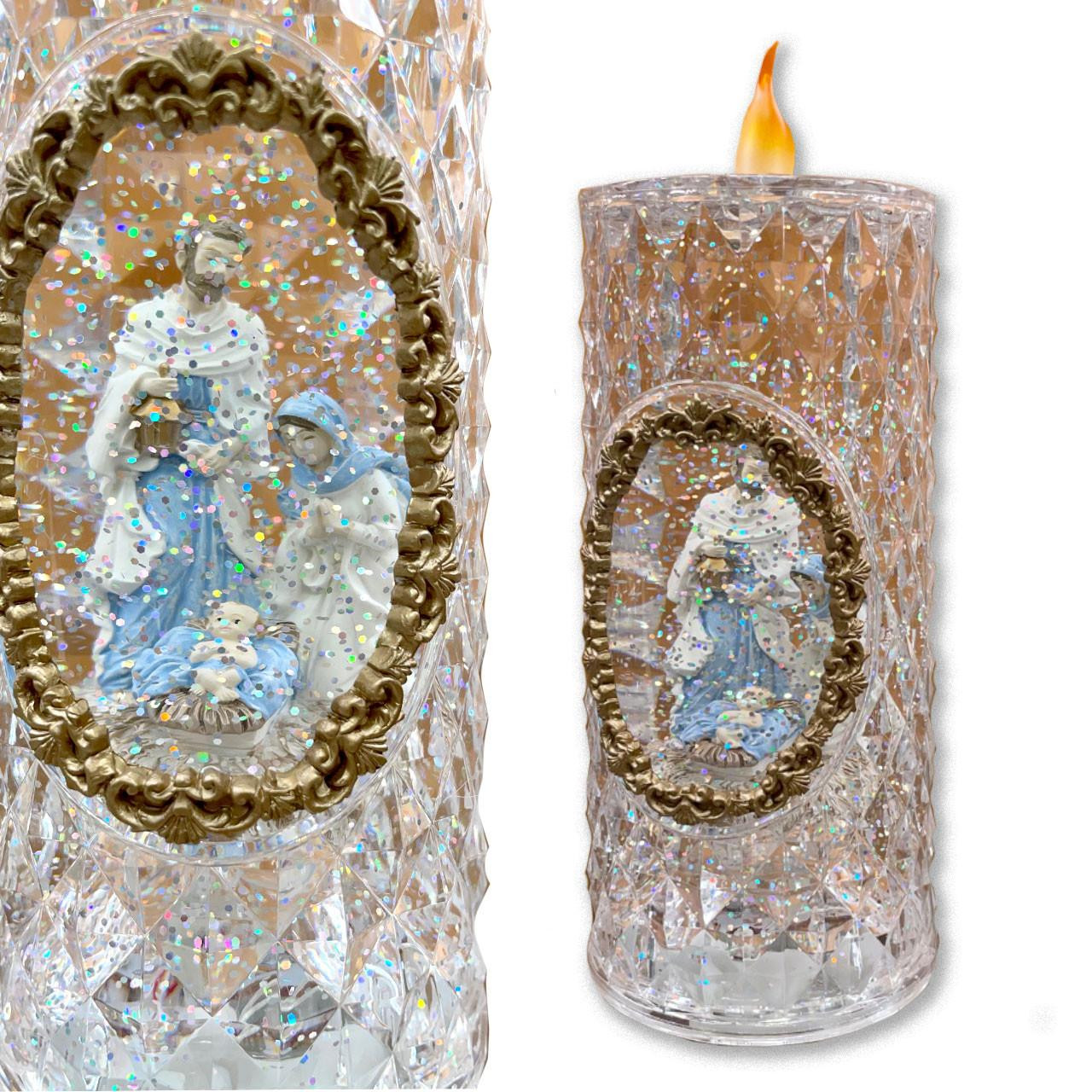 Detail images of the Large LED Holy Family Candle