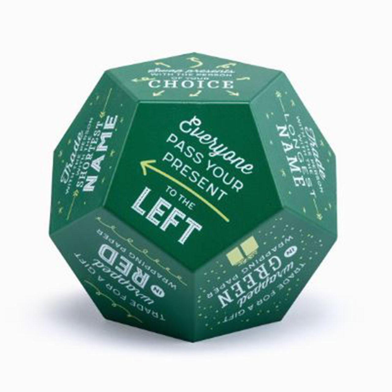 Detail of more action prompts on the Gift Exchange Dice Game