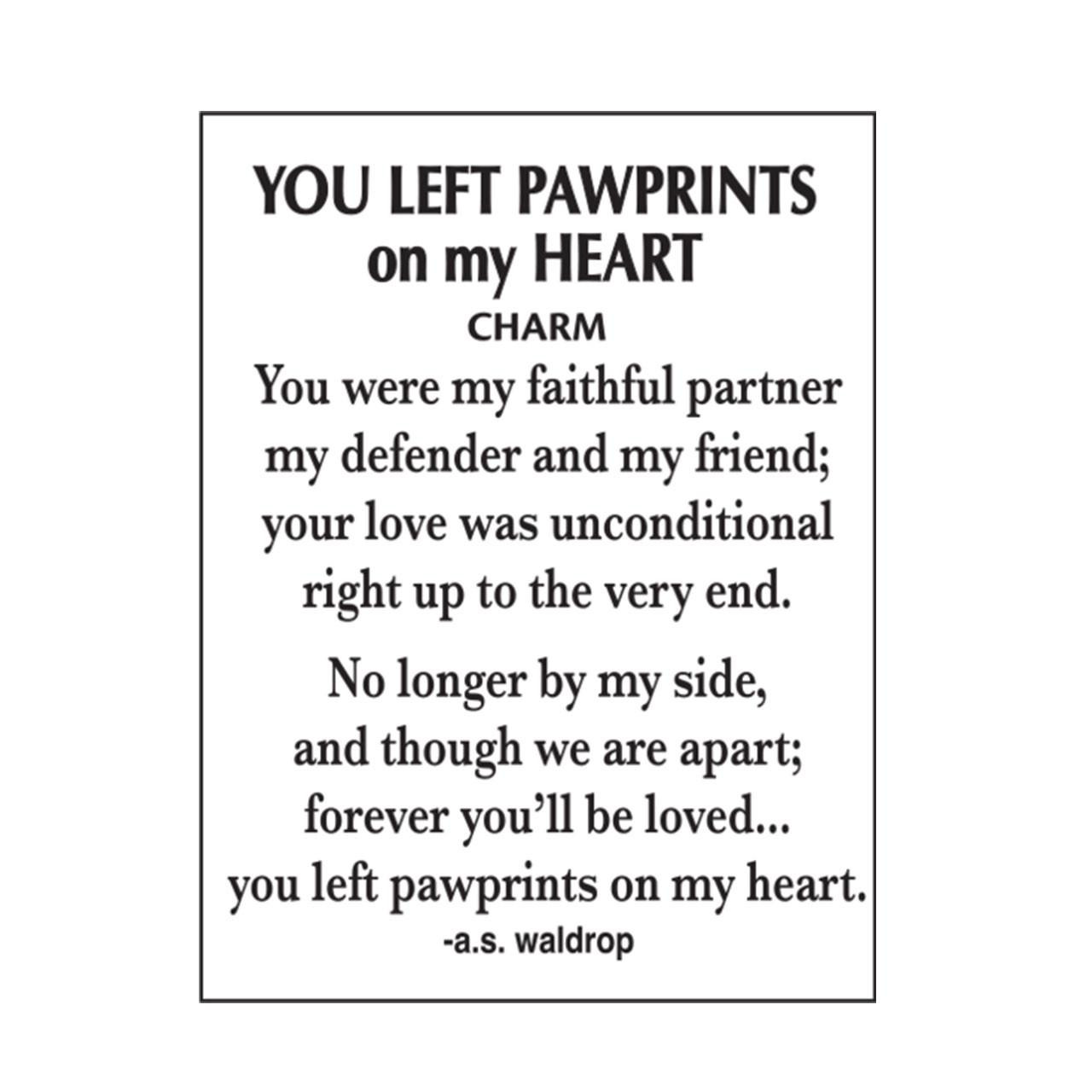 Message Card that comes with the Pet Memorial Charm