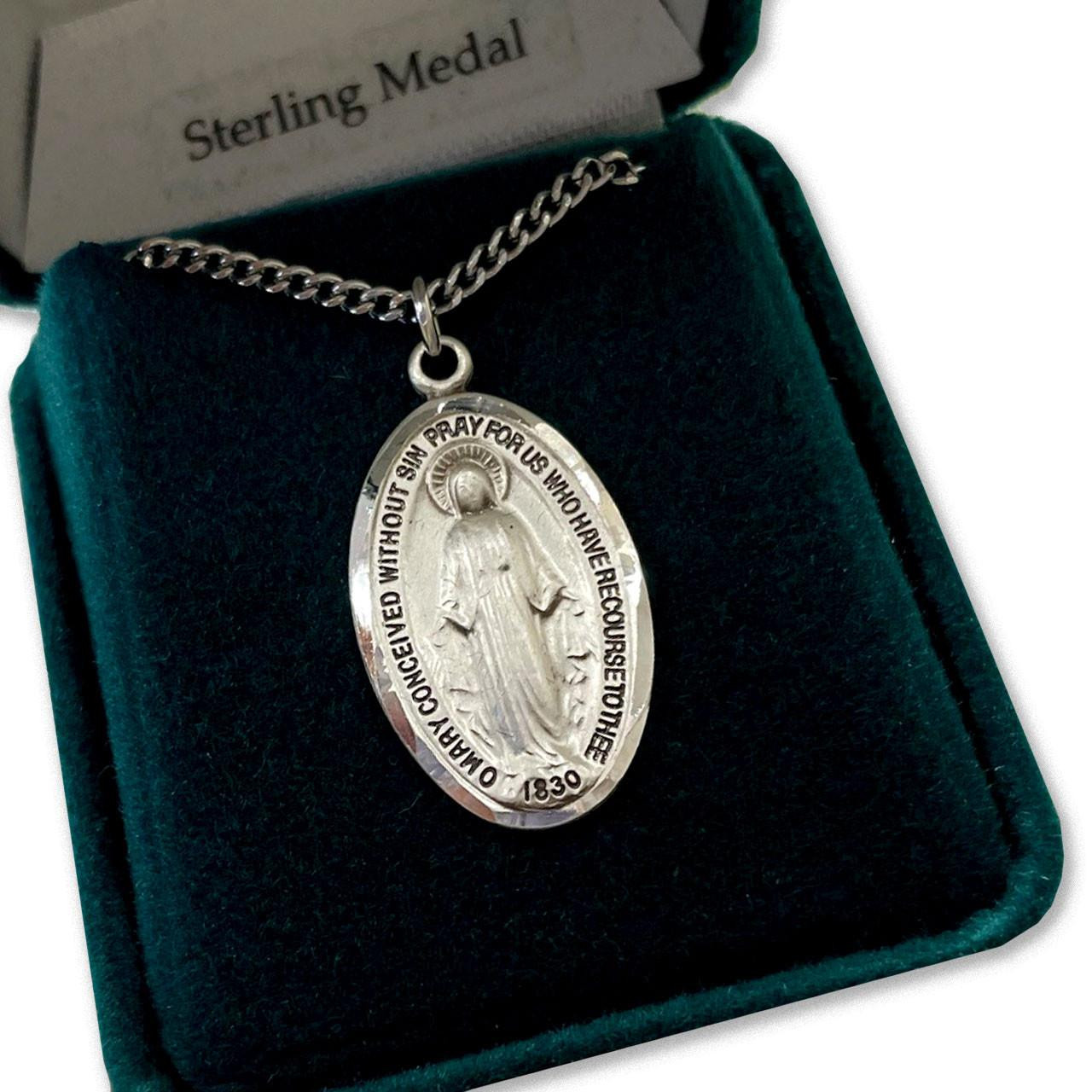 18" Large Oval Sterling Miraculous Necklace