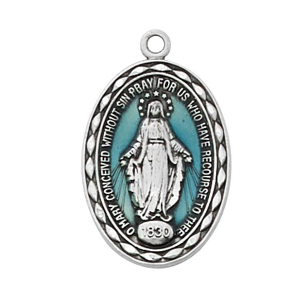 18IN Blue Sterling Miraculous Necklace