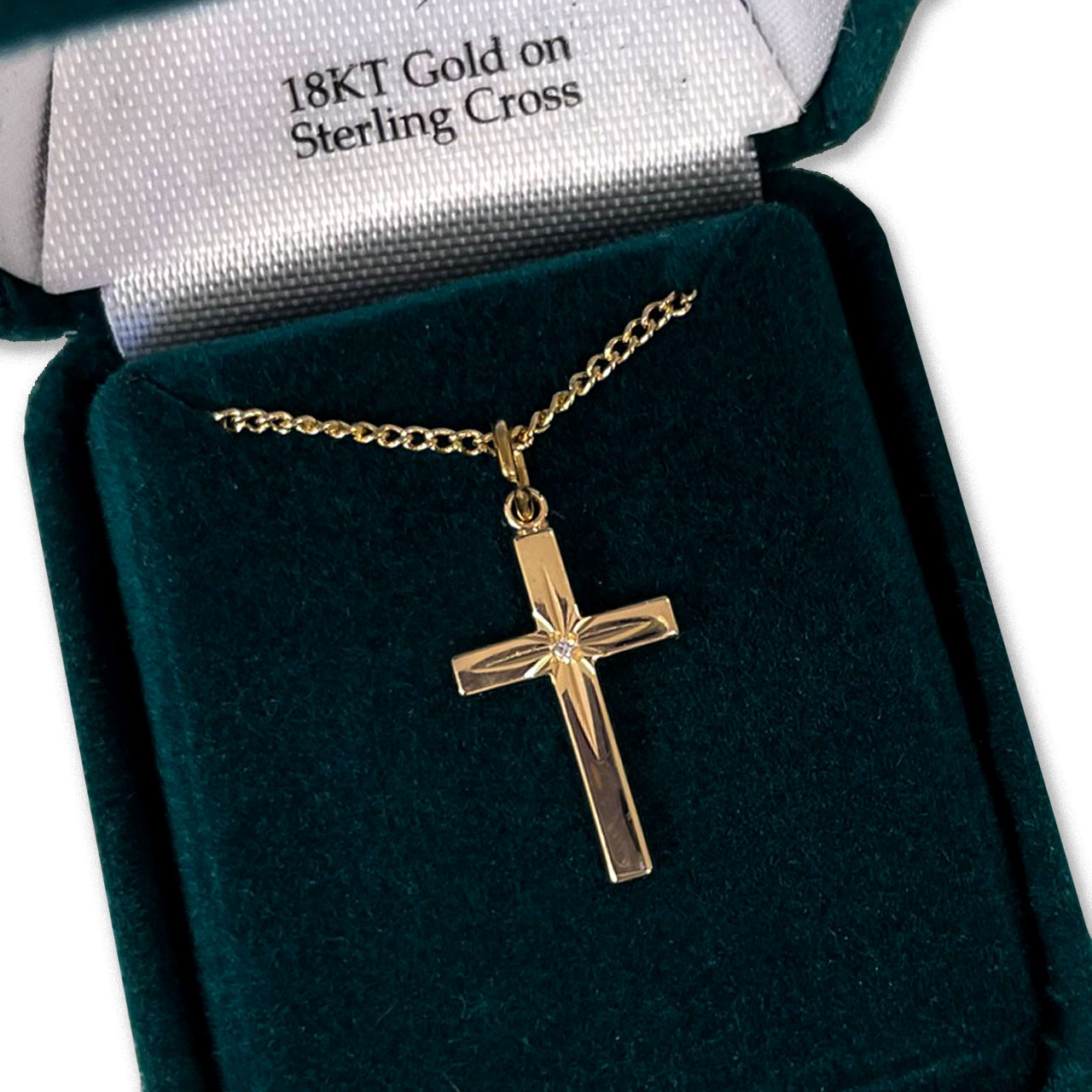14k Gold Plated Cross Necklace For Men & Women - Stainless Steel Crucifix Pendant On Chain