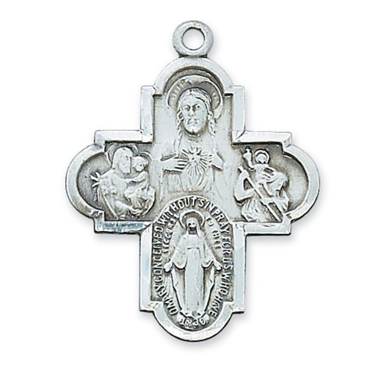 Detail of the 24IN Sterling 4Way Cross Necklace