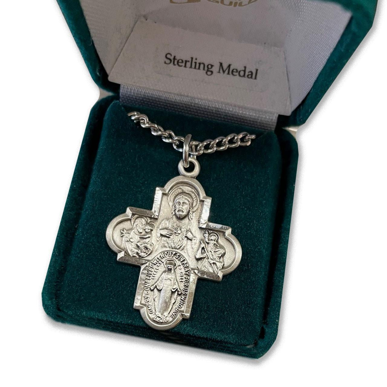 Sterling Silver 4Way Cross Necklace with 24" Chain