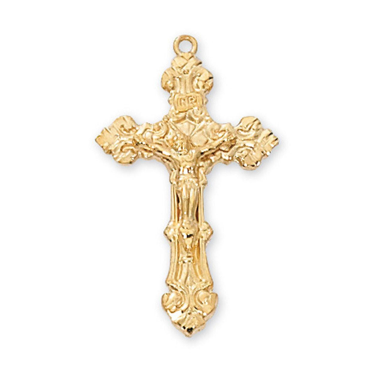 Detail of the Gold Baroque Crucifix Necklace