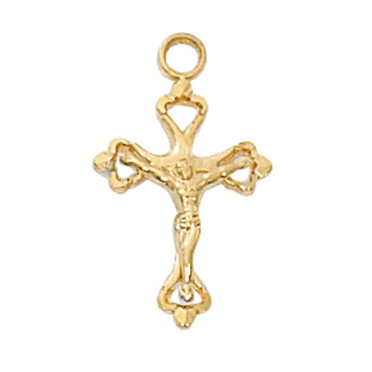 Detail of the 16IN Gold Open Budded Crucifix Necklace