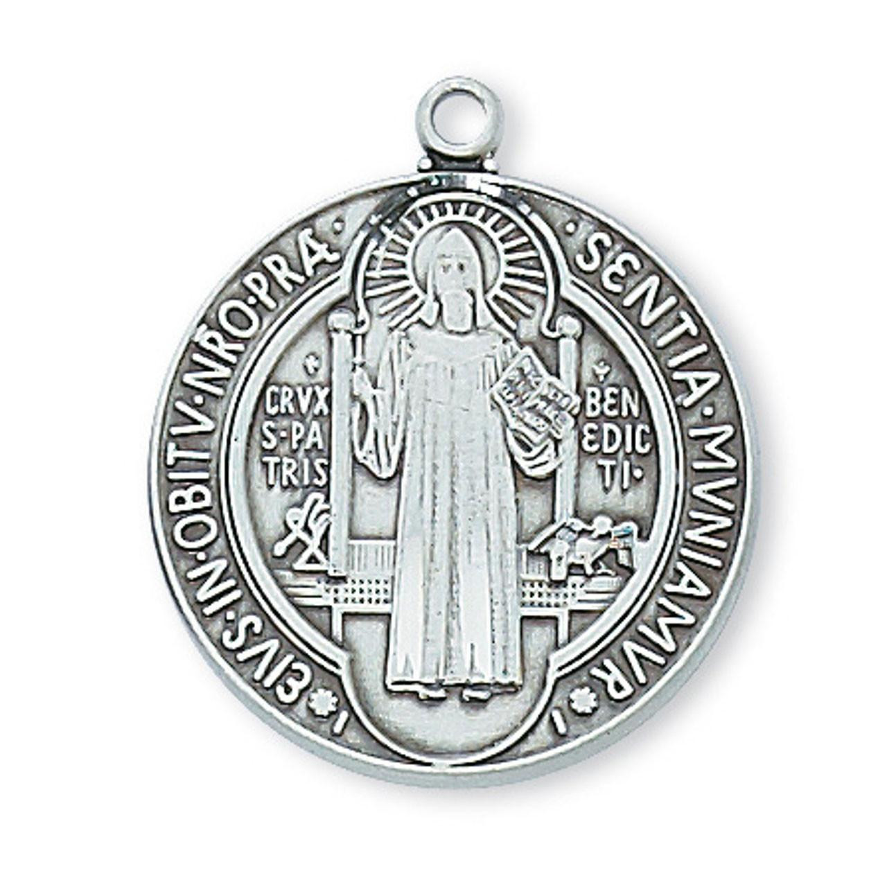 Detail of the 24IN Sterling St. Benedict Necklace