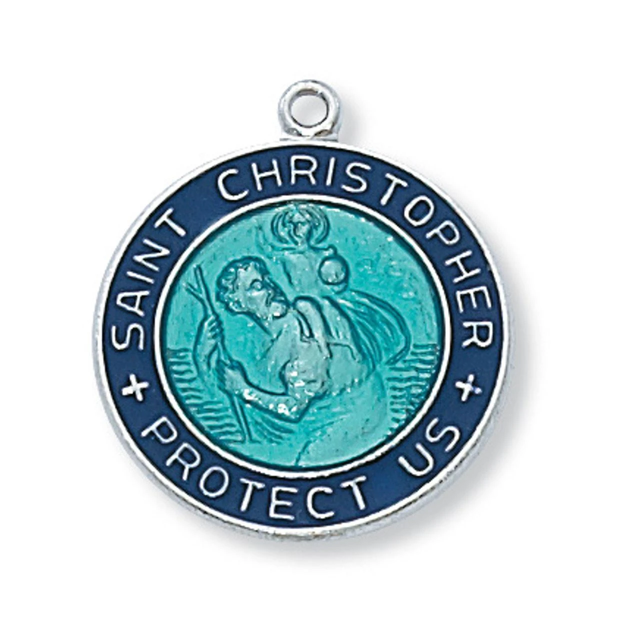 Detail of the 18IN Blue St. Christopher Necklace