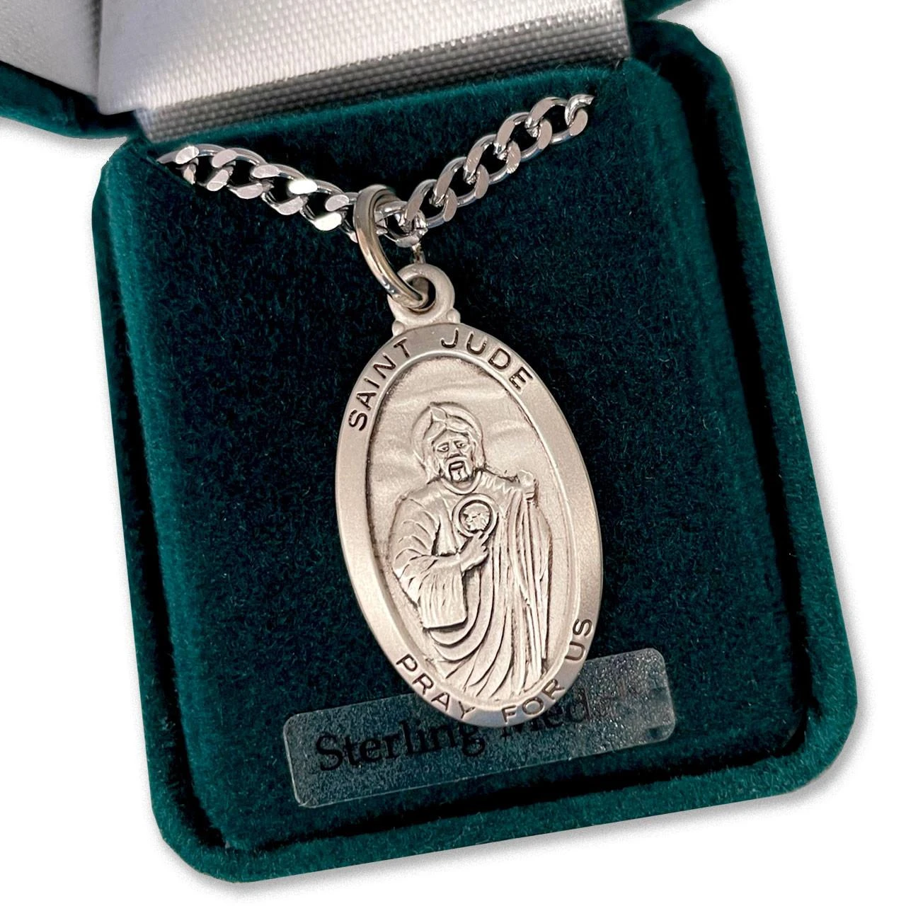 24IN Sterling Silver Oval St. Jude Necklace