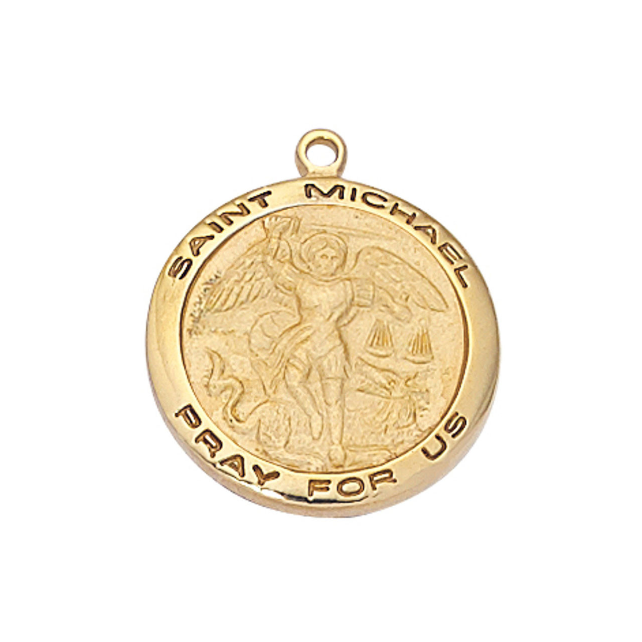 Detail of the 18KT Gold Plated Sterling Silver St. Michael Necklace