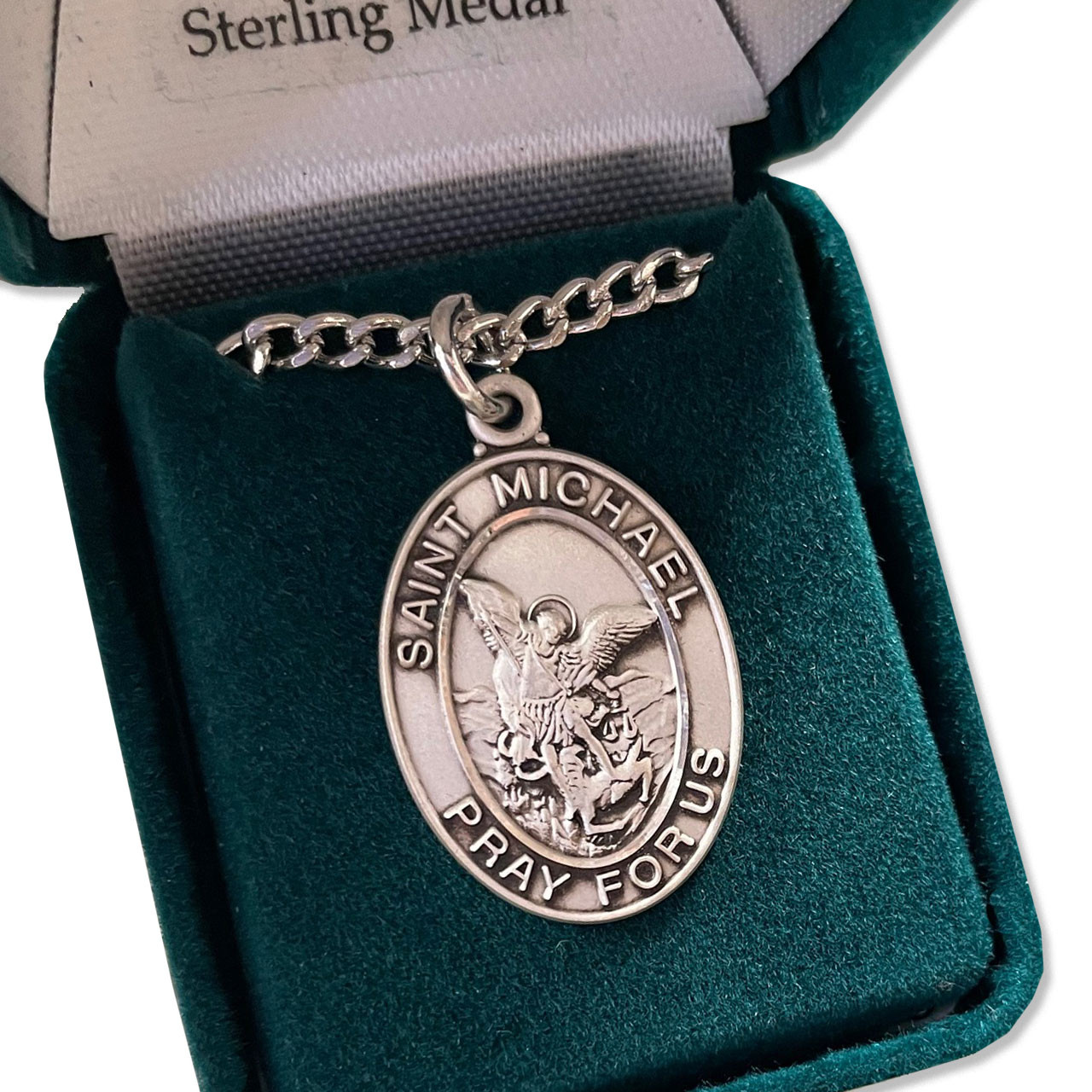 24IN Oval Sterling St. Michael Necklace | St. Patrick's Guild